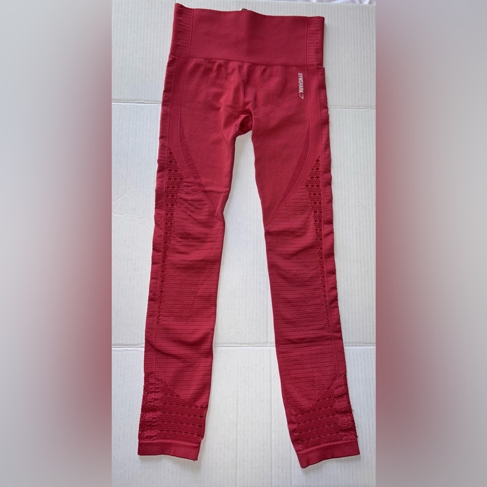 Gymshark Training Cropped Leggings Red/pink High Waist Athletic Sport Gym Yoga.